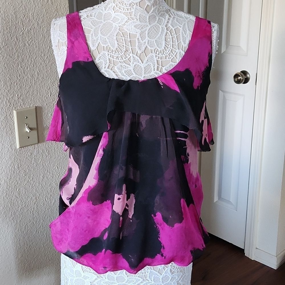 Diane Von Furstenberg Chic Dopamine 100% Silk Top Size 6